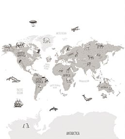 World Map Mural by Caselio Blanc