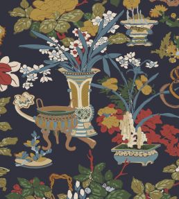 Yentai Outdoor Fabric by Warner House Navy