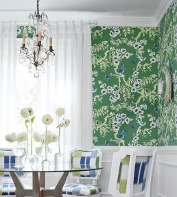 Yukio Wallpaper by Thibaut Navy and White