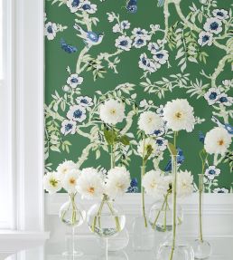 Yukio Wallpaper by Thibaut Navy and White