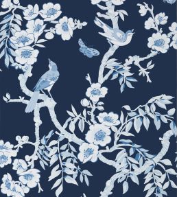 Yukio Wallpaper by Thibaut Navy and White