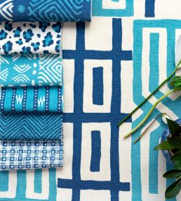 Zig Zag Grand Fabric by Titley and Marr Indigo & Turquoise