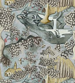 Verdure Fabric by Zoffany Lead Blue