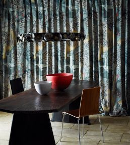 Verdure Fabric by Zoffany Lead Blue
