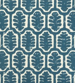 Adinkra Fabric by Volga Linen Prussian Blue/Oyster