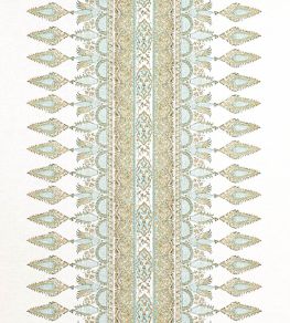 Akola Stripe Fabric by Thibaut Seaglass and Gold