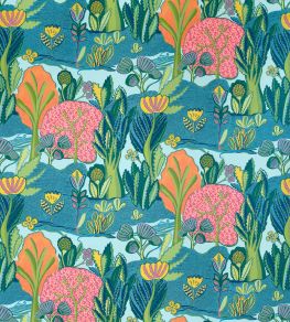 Albero Fabric by Thibaut Tangerine and Turquoise