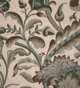 Amberley Fabric by Titley and Marr Walnut, Jade & Lichen