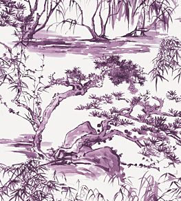 Kyoto Wallpaper by Anna French Eggplant
