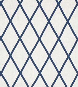 Tarascon Trellis Applique Fabric by Anna French Navy on White