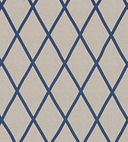 Tarascon Trellis Applique Fabric by Anna French Navy on Natural