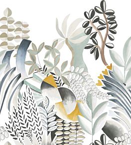 Artemis Mural by Casamance Vert D'eau/Blanc