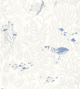 Atlantide Wallpaper by Casadeco Blanc / Bleu Outremer