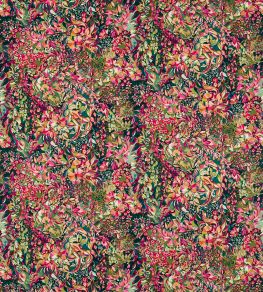 Aubrey Velvet Fabric by Studio G Forest/Raspberry