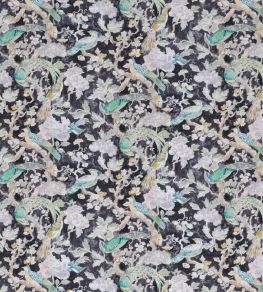 Aviary Glazed Fabric by Madeaux 03 Midnight Forest