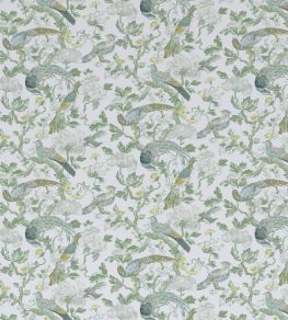Aviary Glazed Fabric by Madeaux 04 Golden Teal