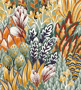 Avicennia Wallpaper by Casamance Emeraude/Moutarde