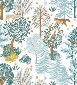 Ballad Wallpaper by Caselio Vert D'Eau Fond Blanc