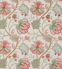 Baptista Linen Fabric by Colefax and Fowler Coral/Green