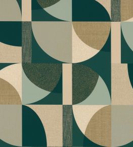 Barillet Wallpaper by Casamance Emeraude/Beige