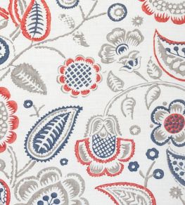 Bepton Fabric by Titley and Marr Navy, Red & Dove