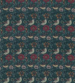 Bird And Anemone Fabric by Morris & Co Forest/Indigo