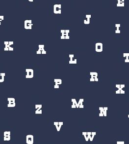 Block Alphabet Wallpaper by Today Interiors Navy