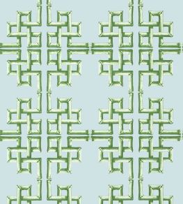 Boca Bamboo Wallpaper by Thibaut Green and Blue