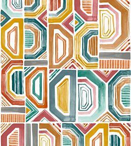 Bogolan Mural by Casamance Bleu/Vert