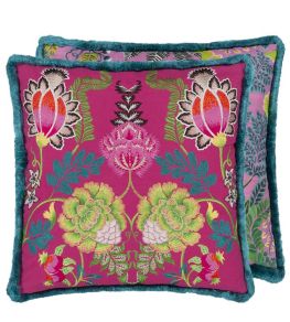 Brocart Decoratif Embroidered Cushion 50 x 50cm by Designers Guild Cerise