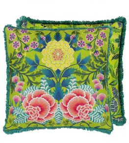 Brocart Decoratif Embroidered Cushion 50 x 50cm by Designers Guild Lime