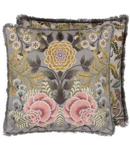 Brocart Decoratif Embroidered Cushion 50 x 50cm by Designers Guild Sepia