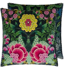 Brocart Decoratif Velours Cushion 55 x 55cm by Designers Guild Noir