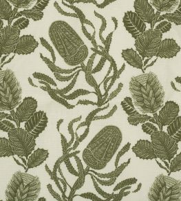 Cape Botanical Fabric by Volga Linen Botanical Green/Oyster
