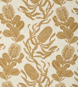 Cape Botanical Fabric by Volga Linen Old Gold/Oyster