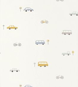 Vintage Cars Wallpaper by Casadeco Bleu / Jaune