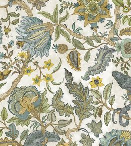 Chameleon Trail Fabric by Josephine Munsey Lemon and Light Blue