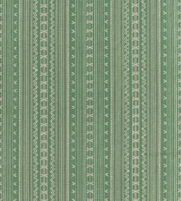 Charter Stripe Embroidery Fabric by Thibaut Green
