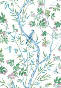 Claire Wallpaper by Thibaut Blue and Green