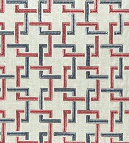Sekai Fabric by Clarke & Clarke Indigo/Red