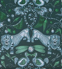 Emma J Shipley Extinct Wallpaper by Clarke & Clarke Navy