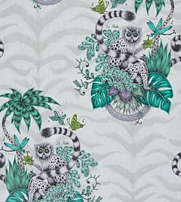 Emma J Shipley Lemur Wallpaper by Clarke & Clarke Jungle