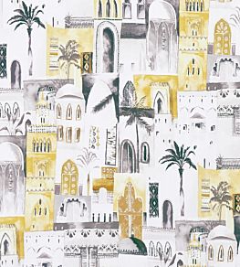 Marrakech Fabric by Clarke & Clarke Charcoal/Ochre