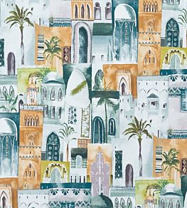 Marrakech Fabric by Clarke & Clarke Teal/Spice
