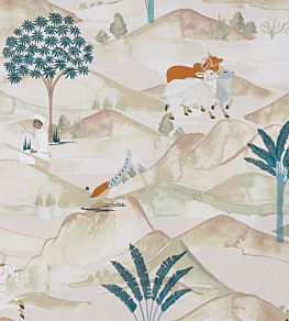 Sahara Fabric by Clarke & Clarke Teal/Spice