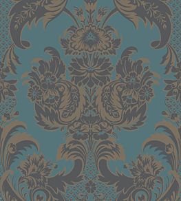 Wyndham Wallpaper by Cole & Son Teal & Charcoal
