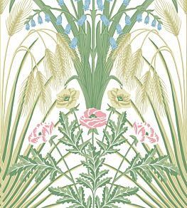 Bluebell Wallpaper by Cole & Son Spring Greens & Cerulean Sky on Cream