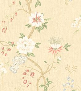 Camellia Wallpaper by Cole & Son Coral & Sage on Buttercup
