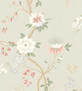 Camellia Wallpaper by Cole & Son Coral & Duck Egg on Eau du Nil