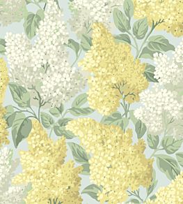 Lilac Wallpaper by Cole & Son Lemon & Old Olive on Print Room Blue